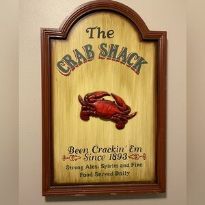 Crab Shack Vintage Wall Sign - Red and Brown